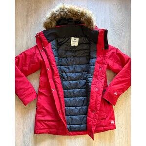 Men's Winter Long Red Parka Jacket - Size M